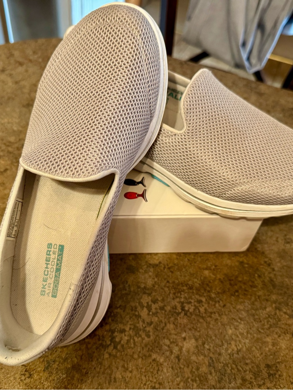 Skechers GoWalk 5 Slip-On Mesh Sneakers in Light Gray - Size 7.5